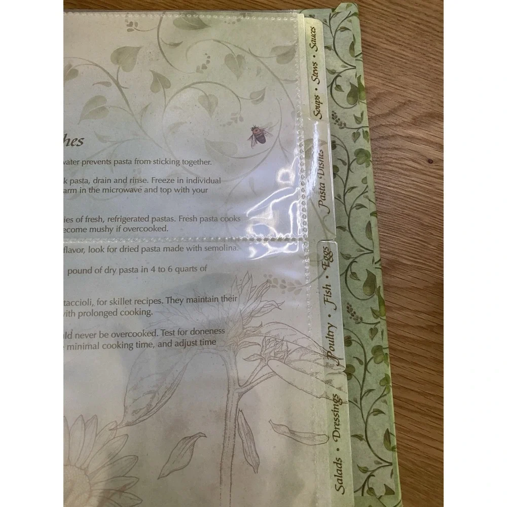 Virtue Grows Sunflower Recipe Binder Book Dividers Hard Cover Plastic‎ Sleeves